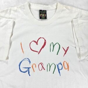 Vtg "I Love My Grandpa" Shirt Men Sz 2xl Single Stitch White 90s